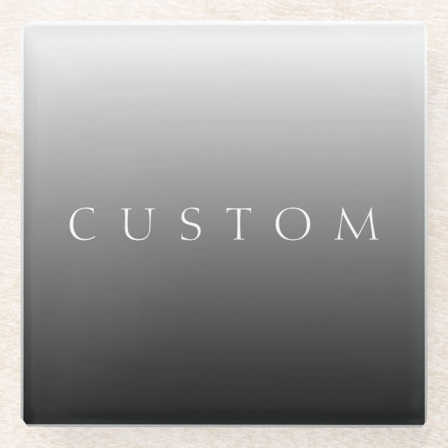 Classic Name or Word | Gradient Grey Glass Coaster (Front)