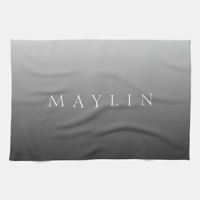 Classic Name or Word | Gradient Grey Kitchen Towel (Horizontal)