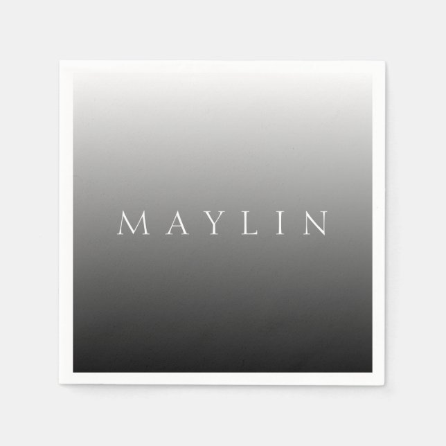 Classic Name or Word | Gradient Grey Napkin (Front)