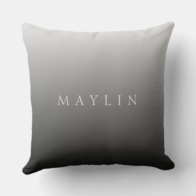 Classic Name or Word | Gradient Grey Throw Pillow (Back)