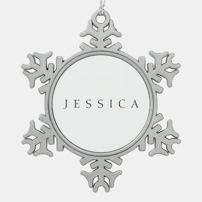 Classic Name (or word) Snowflake Pewter Christmas Ornament (Front)