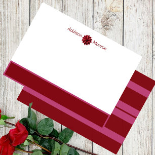 Classic Name Personalized Maroon Floral Card