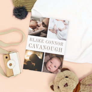 Classic Name Photo Birth Announcement