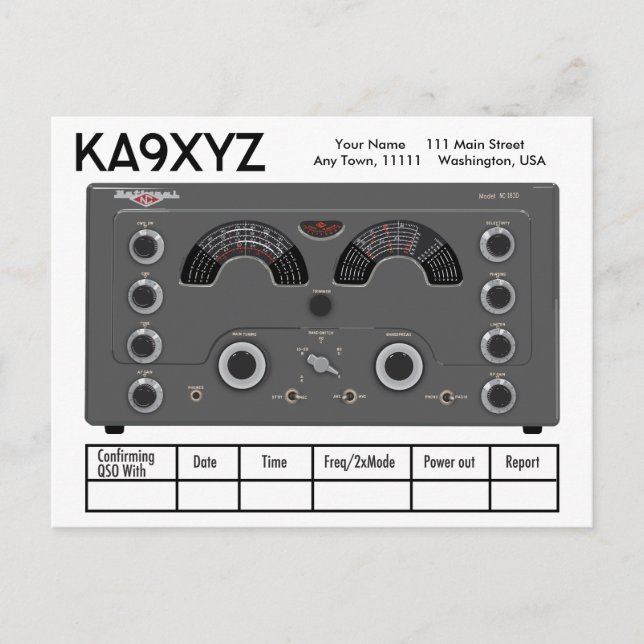 Classic National NC-183D Radio Transceiver QSL Postcard (Front)