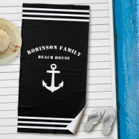 Classic Nautical Anchor Family Beach House Black