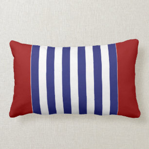 Classic Nautical Blue and White Stripe Personalize Lumbar Pillow