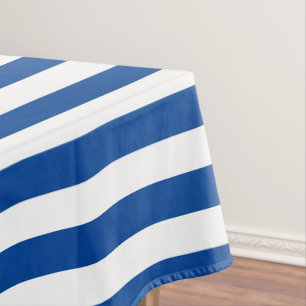 Classic Nautical Navy Blue and White Stripes Tablecloth
