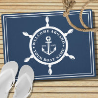 Classic Nautical Navy Blue Custom Boatname Anchor