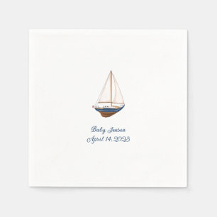Classic Nautical Sailboat Custom Baby Shower Napkin