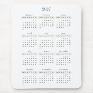Classic Navy 2027 Calendar   Any background colour Mouse Pad
