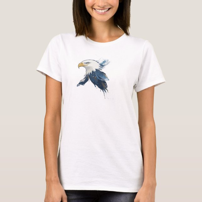 Classic Navy Abstract Eagle Art Design T-Shirt (Front)