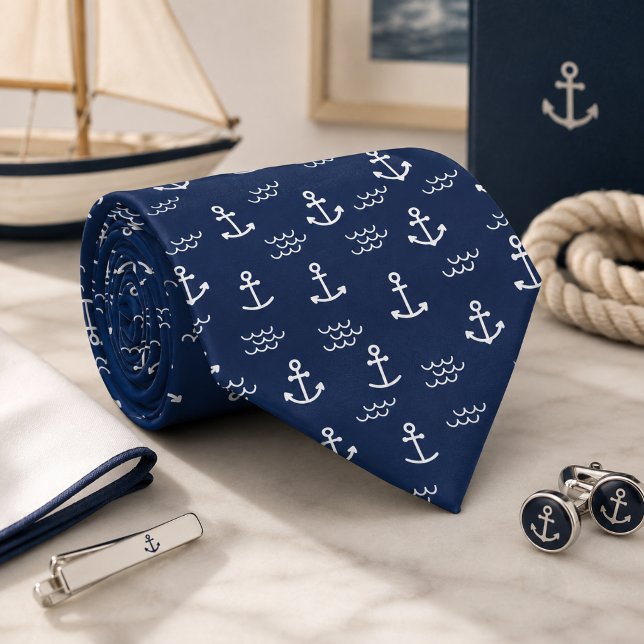 Classic Navy Anchor  Tie (Creator Uploaded)