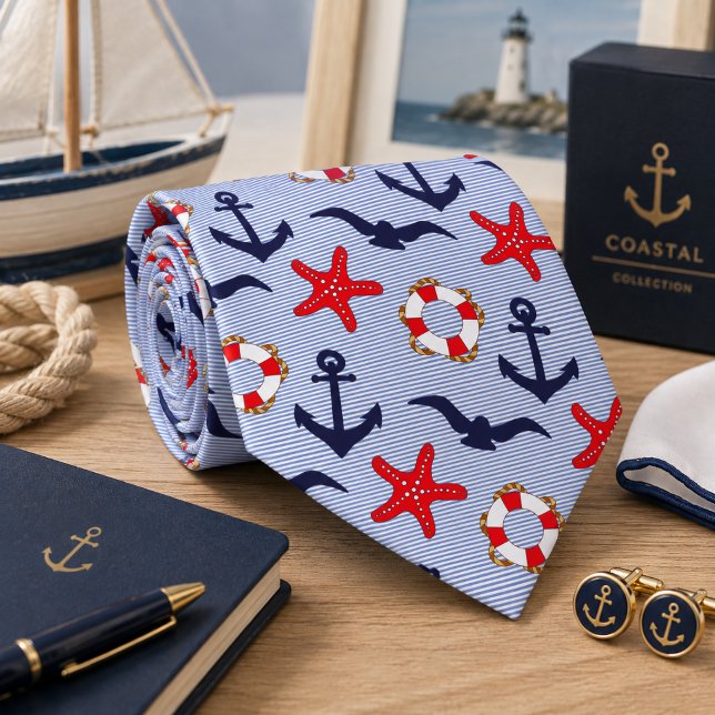 Classic Navy Anchor  Tie (Creator Uploaded)