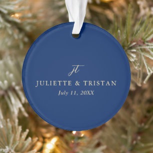 Classic Navy and Cream Elegant Wedding Ornament