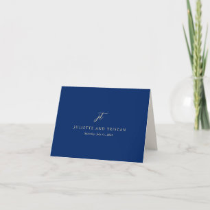 Classic Navy and Cream Elegant Wedding Thank You Card