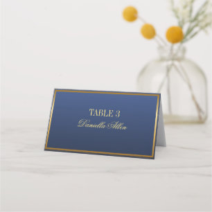 Classic Navy and Gold Elegant Wedding Place Card