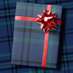 Classic Navy and Green Tartan Christmas Wrapping Paper