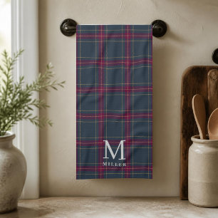 Classic Navy and Red Tartan Plaid Christmas Kitchen Towel