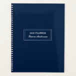 Classic Navy and white 2026 Planner<br><div class="desc">Classic, elegant Personalized planner with Navy background and white letters.</div>