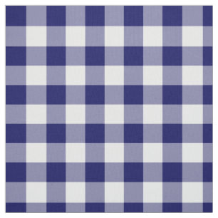 Classic Navy and White Gingham Pattern Fabric