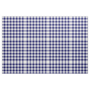 Classic Navy and White Gingham Plaid Blocks Fabric