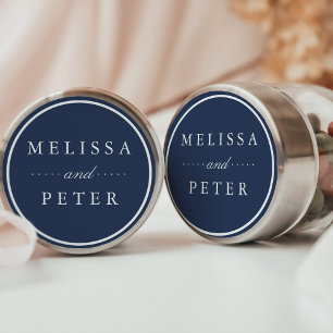 Classic Navy and White Wedding Round Sticker