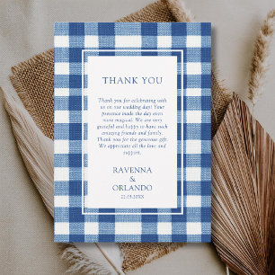 Classic Navy Baby Blue Plaid Thank You Card
