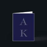 Classic Navy Bar Mitzvah Thank You Card<br><div class="desc">Large initials in a monochromatic colour scheme, subtly accent this this simple and classic, navy blue Bar Mitzvah Thank You Card. The inside has been left blank for your own personal message. This card coordinates perfectly with the Classic Navy Bar Mitzvah Invitation. If additional items are needed for your event,...</div>