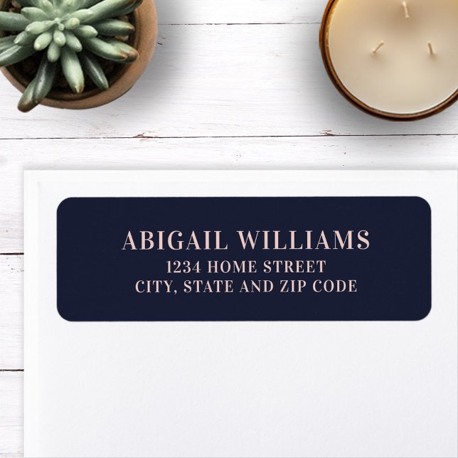 Classic Navy Blue and Blush Pink Return Address (Creator Uploaded)