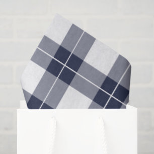 Classic Navy Blue and White Plaid Pattern Tissue Paper