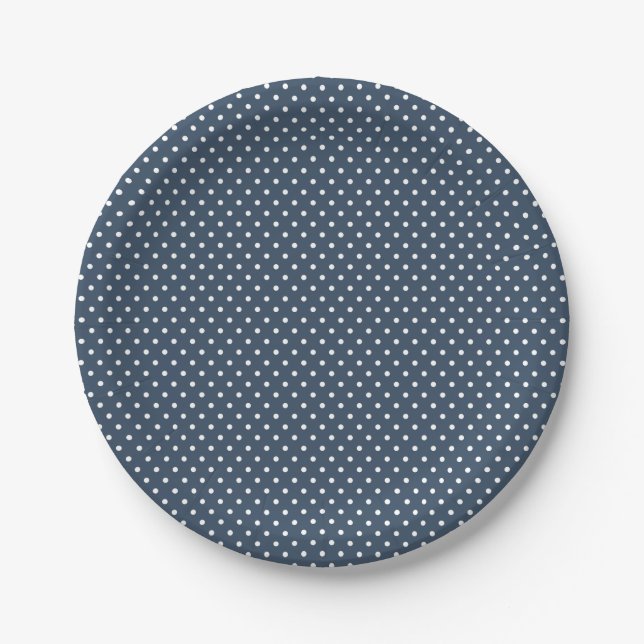 Classic Navy Blue and White Polka Dot Plates (Front)