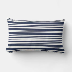 Classic Navy Blue and White Stripe Lumbar Pillow