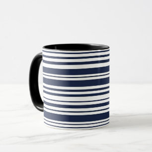 Classic Navy Blue and White Stripe Mug