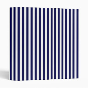 Classic Navy Blue and White Stripe Pattern Binder