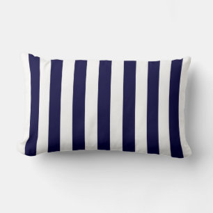 Classic Navy Blue and White Stripe Pattern Lumbar Pillow