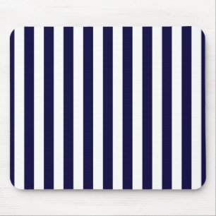 Classic Navy Blue and White Stripe Pattern Mouse Pad
