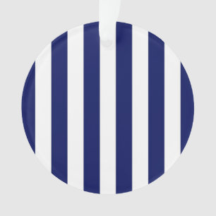 Classic Navy Blue and White Stripe Pattern Ornament