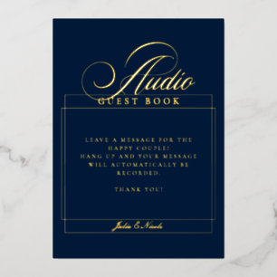 Classic Navy Blue Audio Guest Book Wedding Sign