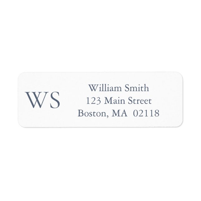 Classic Navy Blue Bar Monogram Return Address  (Front)