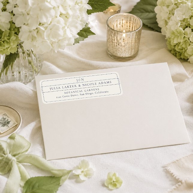 Classic Navy Blue Calligraphy Return Address Label (Creator Uploaded)