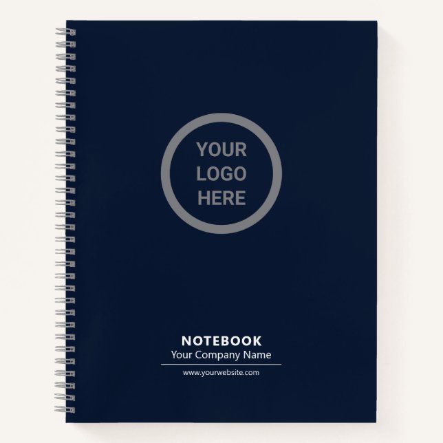 Classic Navy Blue Custom Logo Corporate Giveaway Notebook (Front)