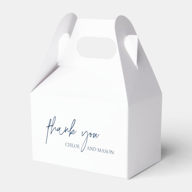 Classic Navy Blue Elegant Wedding Favor Box (Front Side)