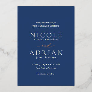 Classic Navy Blue Elegant Wedding Save the Date