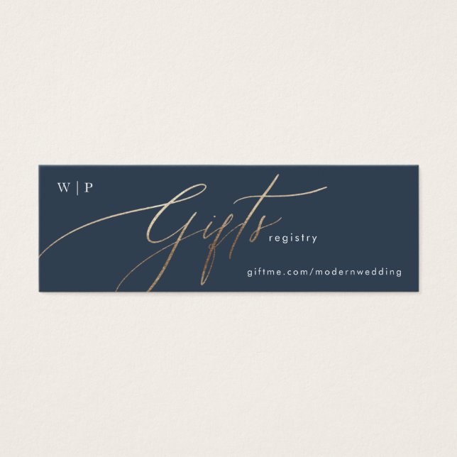 Classic Navy Blue Elegant White Gold Gift Reg (Front)