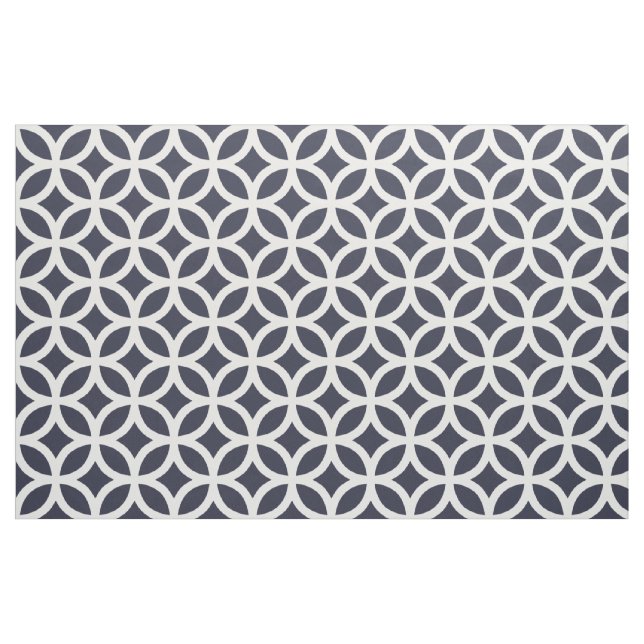 Classic Navy Blue Geometric Pattern Fabric (Yard)