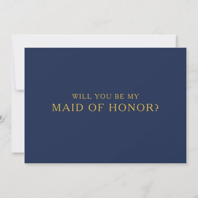 Classic Navy Blue Gold Maid of Honour Proposal Car Invitation (Front)