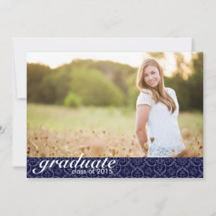 Classic Navy Blue Graduation Announcement - Invite