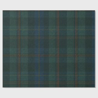 Classic navy blue green plaid wrapping paper