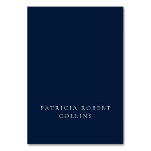 Classic Navy Blue Ivory Calligraphy Place Card