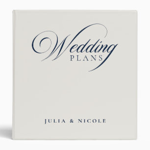 Classic Navy Blue Ivory Calligraphy Wedding Album Binder